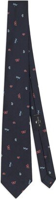 Butterfly-Print Silk Tie