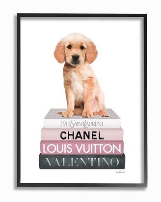 Stupell Adorable Puppy Sitting On Glam Fashion Book Wall Art