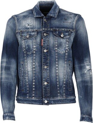 Distressed Long-Sleeved Denim Jacket