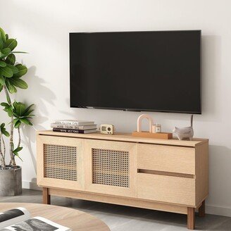 CatheLi Rattan TV Stand for 55 inch