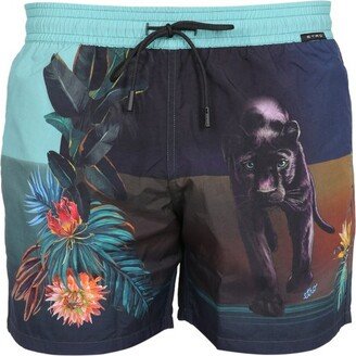 Graphic Printed Drawstring Swim Shorts-AR