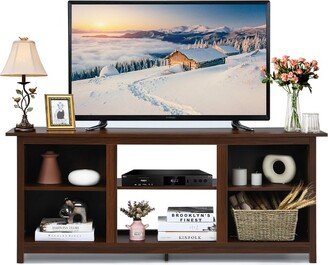 TV Stand 58 inch Entertainment Media Console Center Up to 65 inch Coffee with 2 Tiers