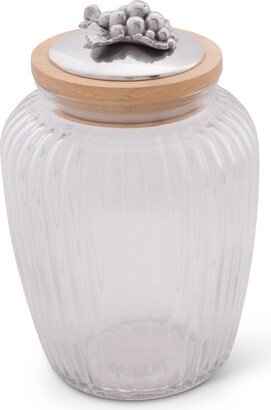 Canister Glass for Kitchen with Rubber Airtight Seal for Food Storage Grape Pattern Knob