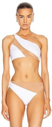 Snake Mesh Bra Swimsuit in White