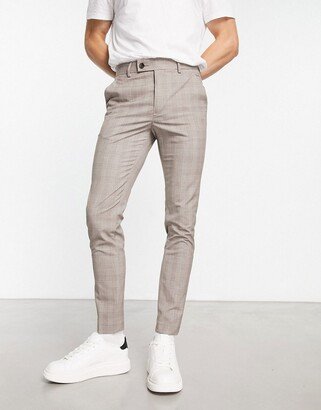 smart super skinny pants in stone prince of wales check