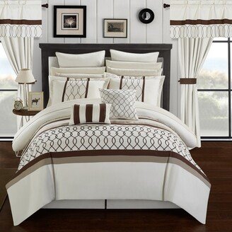 Chic Home Design Lance 24 Piece Comforter Complete Bed in a Bag Pleated Ruffled Designer Embellished Bedding Set