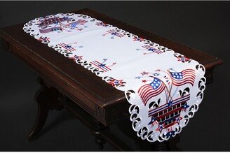 Star Spangled Embroidered Cutwork Table Runner, 15 x 53