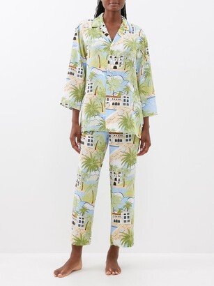 Casablanca Landscape-print Silk Pyjamas