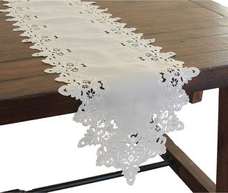 Victorian Lace Embroidered Cutwork Spring Table Runner, 15