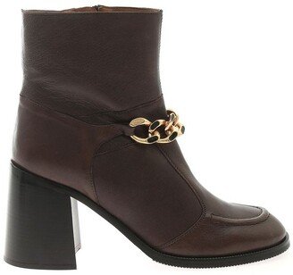 Chian-Link Detailed Round Toe Boots