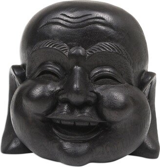 Handmade Laughing Monk Wood Sculpture