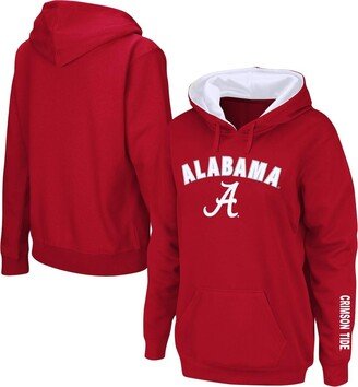 Women's Crimson Alabama Crimson Tide Arch and Logo 1 Pullover Hoodie