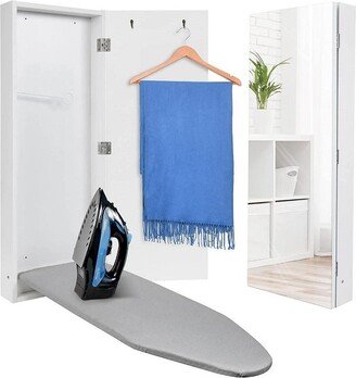 Foldable Ironing Board Cabinet Wall-Mount W/Full Mirror Door