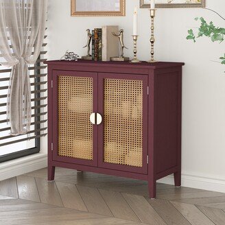 2 Door Cabinet,Naturel Rattan,Suitable for bedroom