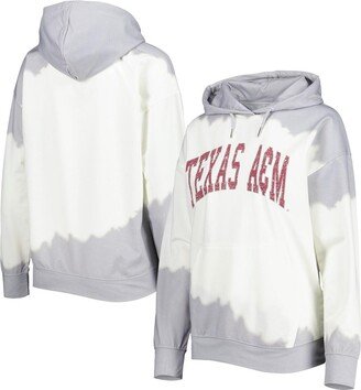 Women's Gameday Couture White, Gray Distressed Texas A&M Aggies For the Fun Double Dip-Dyed Pullover Hoodie - White, Gray