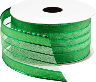 Ribbon Wired Sheer Foil Stripe Green