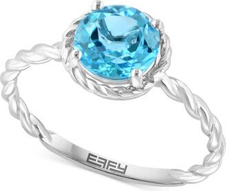 Blue Topaz Rope-Framed Ring (1-1/2 ct. t.w.) in Sterling Silver