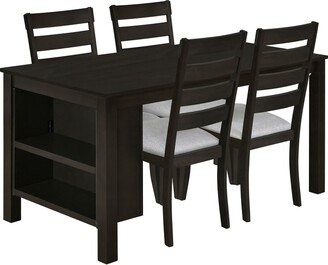 Sadie 5-Piece Dining Table Set with 2-Tier Shelves