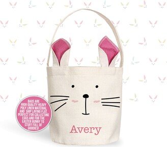 Kids Easter Basket | Bunny Ears Gift Blue Pink Or Green Custom Bag Personalized With Name