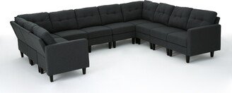 Emmie Mid-Century Modern 10-Piece U-Shaped Sectional Sofa