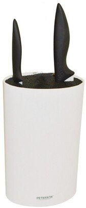 Peterson Housewares Utility Knife Block Oval, White with Ceramic Knife 3 and 6 Set, 3 Piece