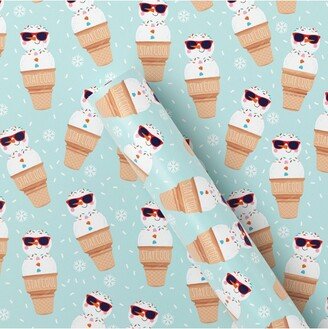 50 sq ft Snowman Snowcones Christmas Gift Wrap Light Blue - Wondershop™