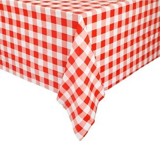 Blue Panda 3-Pack Red and White Checked Plaid Plastic Tablecloths Gingham Disposable Table Covers, 54x108