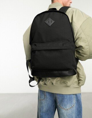 canvas backpack with faux leather base in black