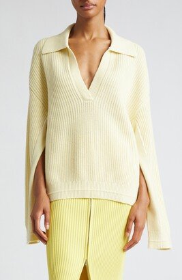 Maria McManus Split Sleeve Johnny Collar Recycled Cashmere & Organic Cotton Sweater