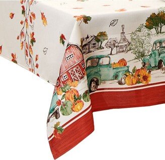 Farm Fresh Pumpkin Truck Fall Rectangle Tablecloth - Blue/Orange - 60x120