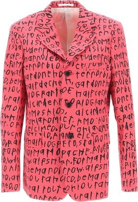 Text Printed Single-Breasted Blazer