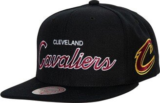 Men's Black Cleveland Cavaliers Hardwood Classics Script 2.0 Snapback Hat