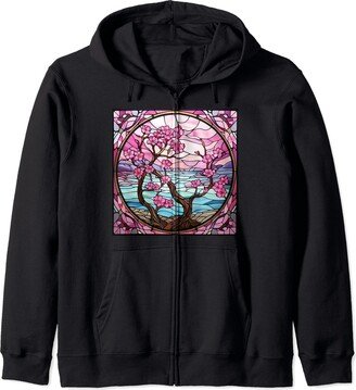 Sakura Arty Work Zen Sakura Waltz Japan's Elegance in Nature Zip Hoodie