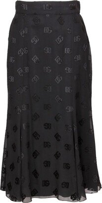 Logo-Embroidered Midi Skirt