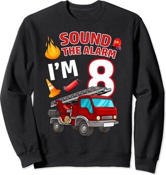 Fire Truck 8th Birthday Firefighter Fireman 8 Year Old B-Day Sweatshirt