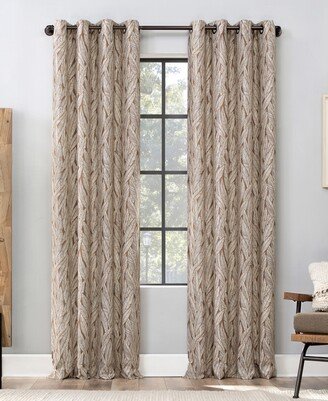 Scott Living Celina Organic Leaf Semi-Sheer Grommet Curtain Panel, 96 x 50