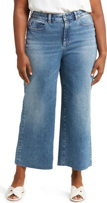 Hepburn High Waist Raw Hem Ankle Wide Leg Jeans