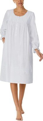 Long Sleeve Flannel Waltz Gown (White) Women's Pajama