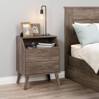 2 Drawer Milo Mid-Century Modern Nightstand with Angled Top