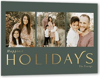 Holiday Cards: Simple Flair Holiday Card, Green, Gold Foil, 5X7, Holiday, Matte, Personalized Foil Cardstock, Square