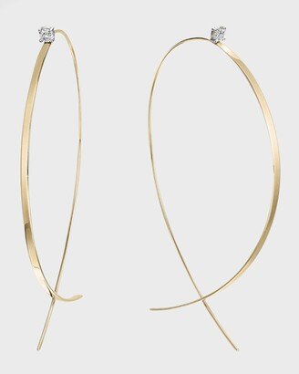 Solo Large Flat Upside Down Hoop Earrings with Diamonds, 60mm