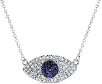 Sabrina Designs 14K 0.24 Ct. Tw. Diamond & Sapphire Evil Eye Necklace