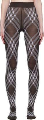 Brown & White Check Tights