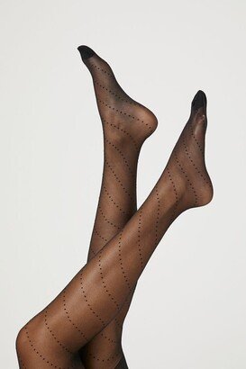 Sheer Dotted Tights in Black, S/M