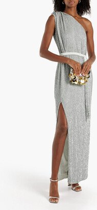 Vivien one-shoulder sequined chiffon maxi dress