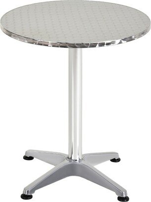 HomCom 24 Inch Round Bar Table 43 H Adjustable Stainless Steel Top Aluminum Frame Home Pub Bistro