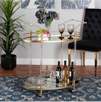 Nakano Metal and Glass 2 Tier Wine Cart Gold/Mirror