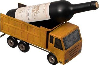 Decorative Rustic Metal Yellow Single Bottle Truck Wine Holder for Tabletop or Countertop