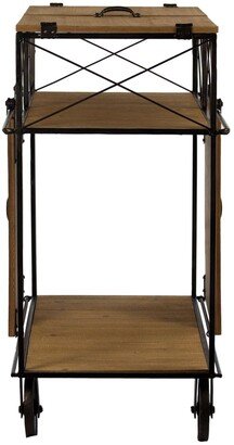 American Art Decor Rustic Barn Door Rolling Bar Cart