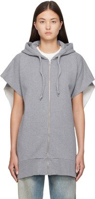 Gray Raw Edge Hoodie